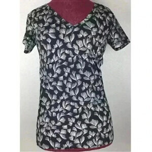 New Merona Black White Top V Neck 100 Cotton NWT